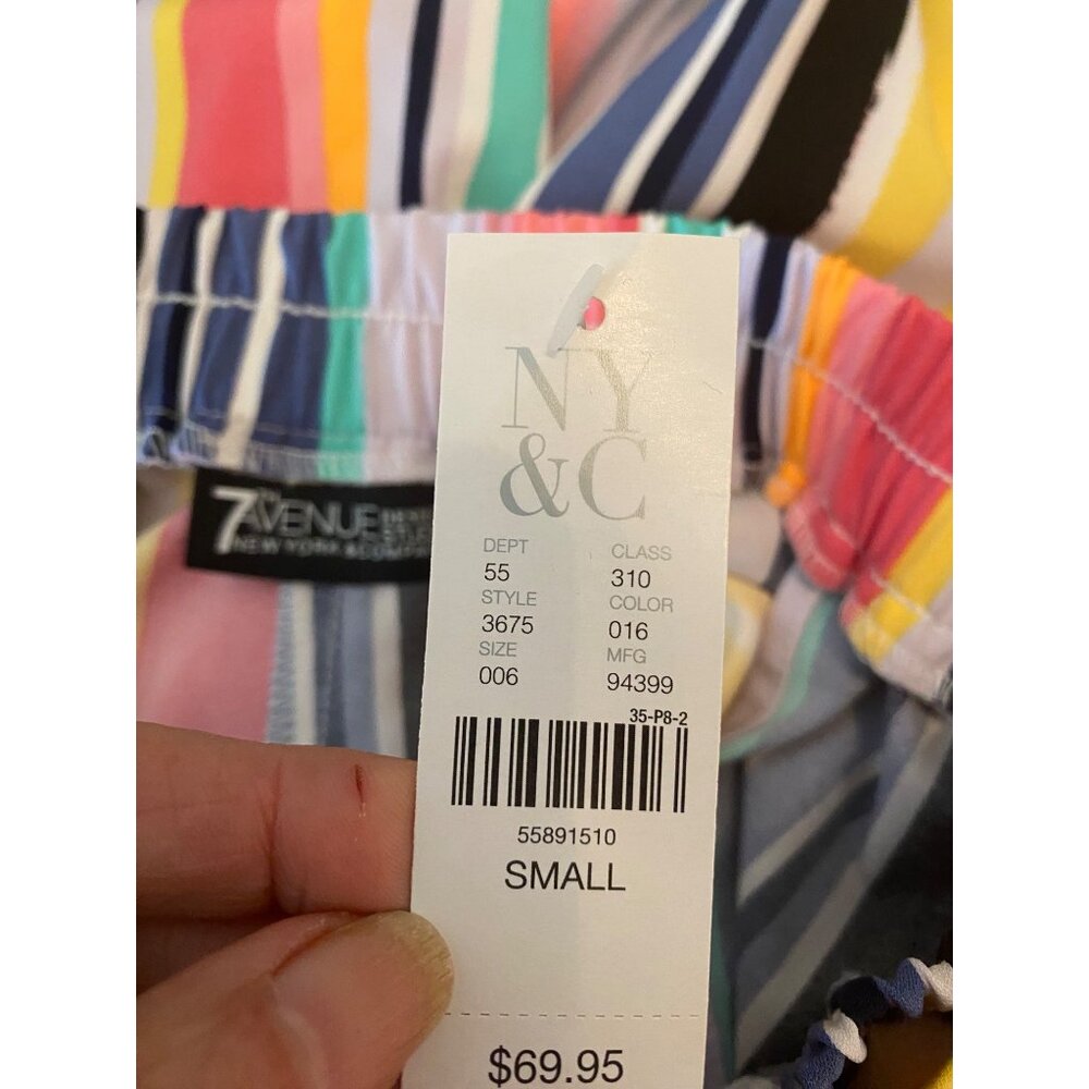 NEW NY & Co. Multicolored Striped Palazzo Pants Elastic Waist Small - Picture 5 of 11